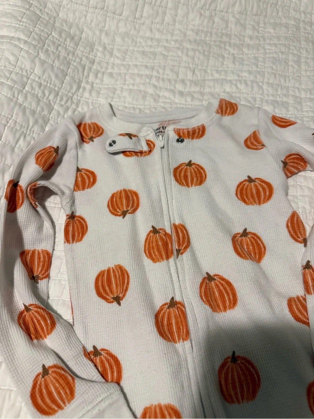 Carter's White Kids Pajama Set with Orange Pumpkin Print